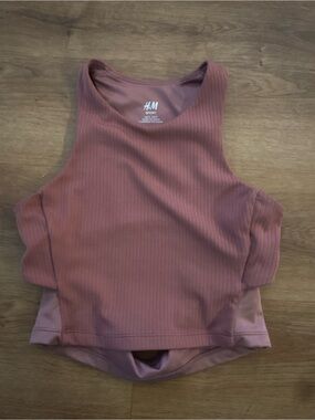 H&M Ribbed Sports Bra Tank in Dusty Rose
